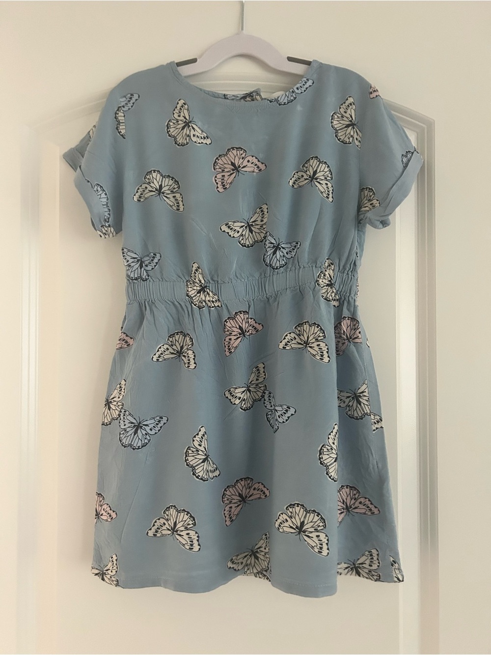 H&M Light Blue Butterfly Print Casual Dress